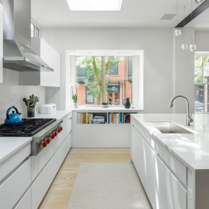 Boston house kitchen has a large window