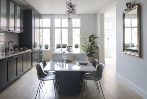 Slimline elegance and bold colour creates wow in this light-filled kitchen