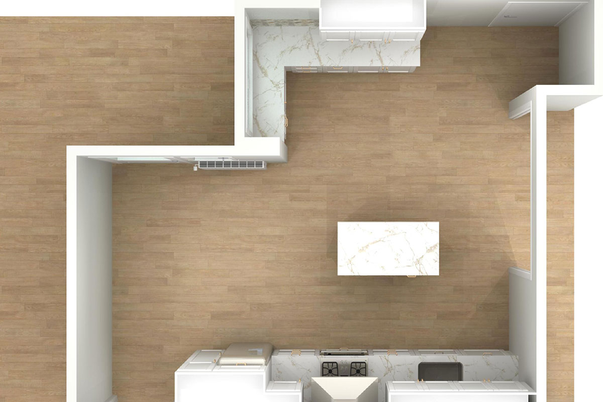 top view ikea kitchen rendering