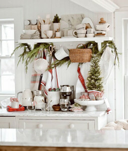 Liz Marie Galvan Christmas Decor in White Kitchen