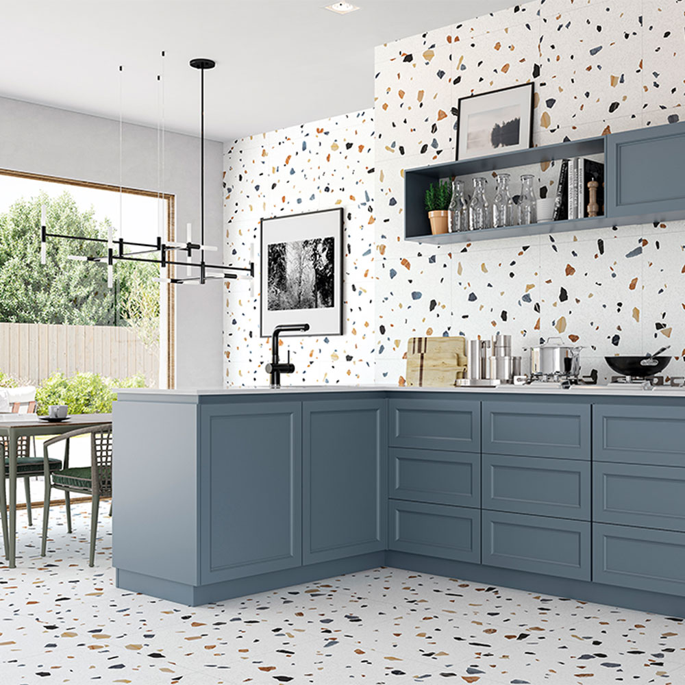 Kitchen floor tile ideas with terrazzo tiles