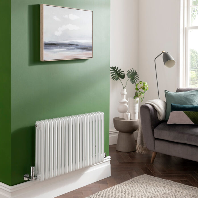 radiator in green living room