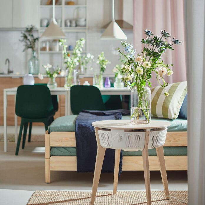 wooden side table in living room