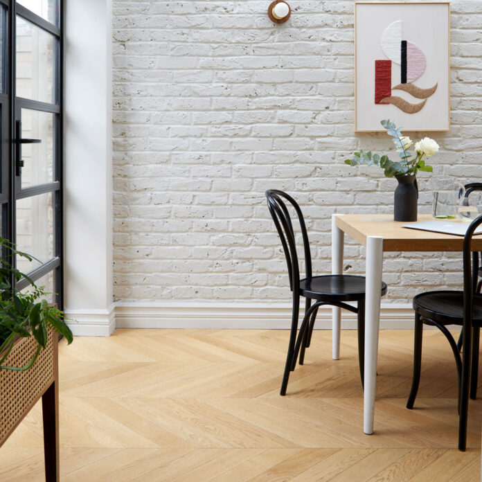 dining room with black chairs