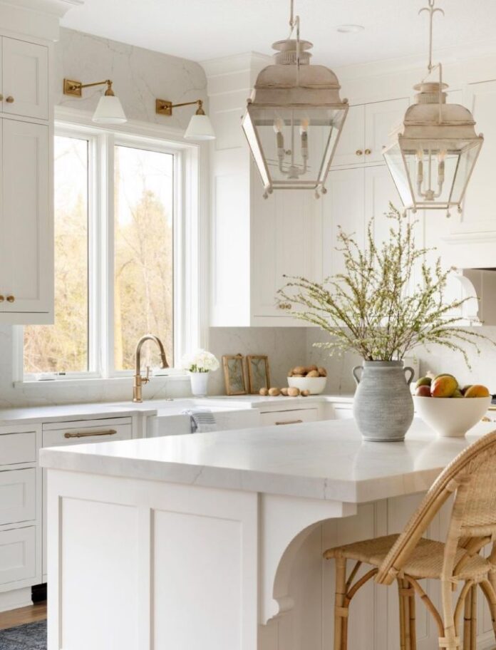 white White kitchen with Calacatta Valentin Quartz Countertop