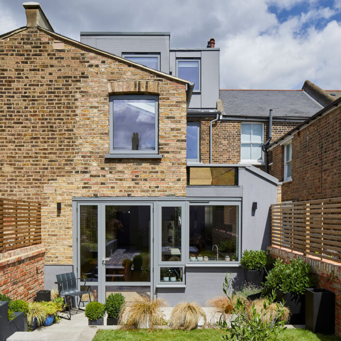 exterior of a newly renovated house with kitchen extension and loft conversion