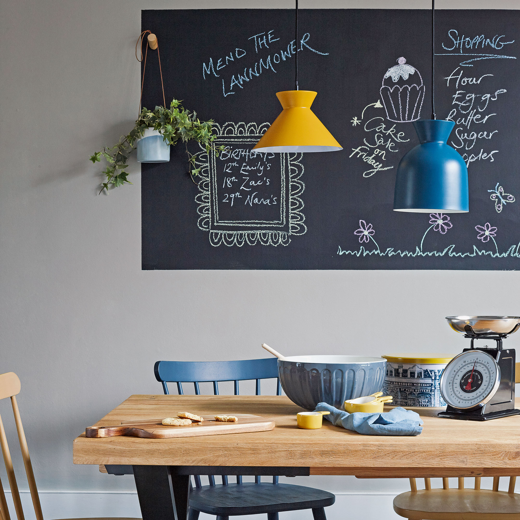 DINING ROOM WITH CHALKBOARD WALL