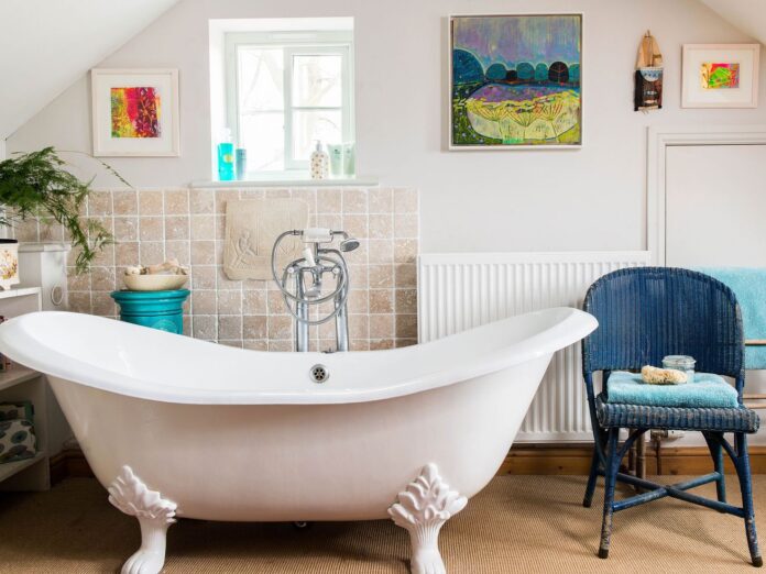 An antique clawfoot bathtub.