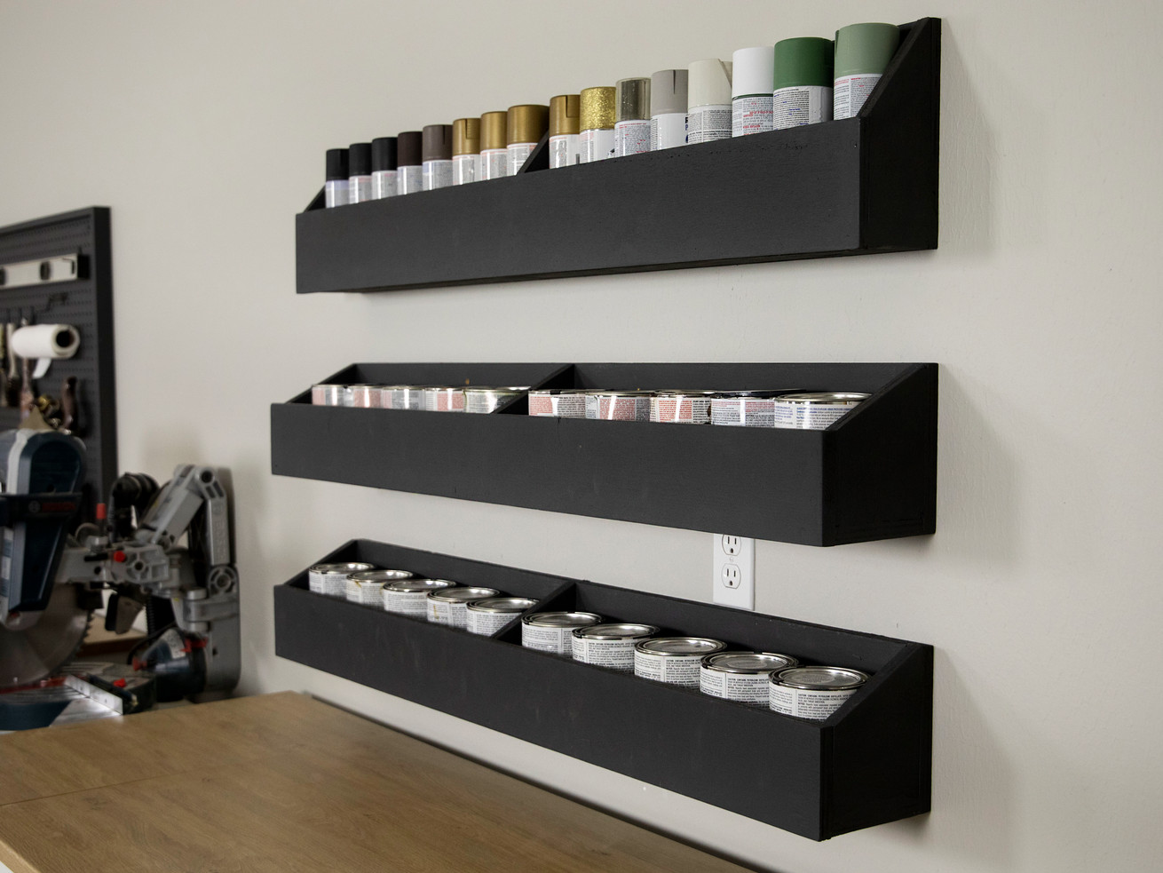DIY Trough Shelves to Store Paint