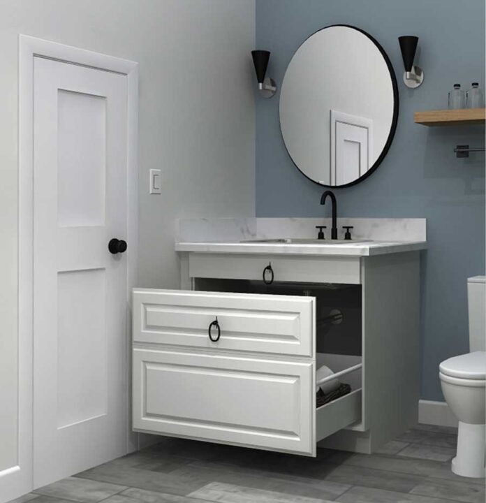 Single Homeowners Fall in Love with Pullout Storage in Small IKEA Bathrooms