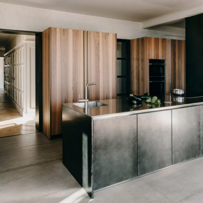 Interior image of a steel kitchen