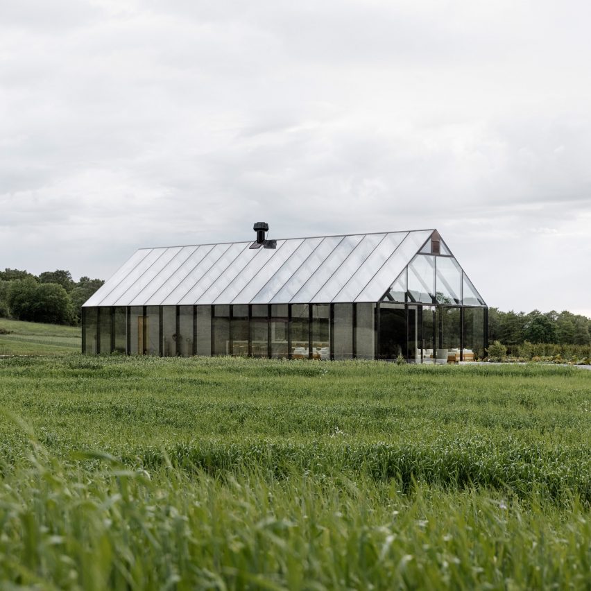 Norm Architects creates inside-out greenhouse restaurant in a Swedish meadow