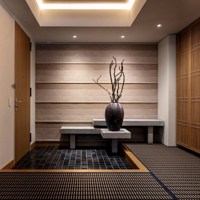 Textured fabrics and materials in Japandi interior