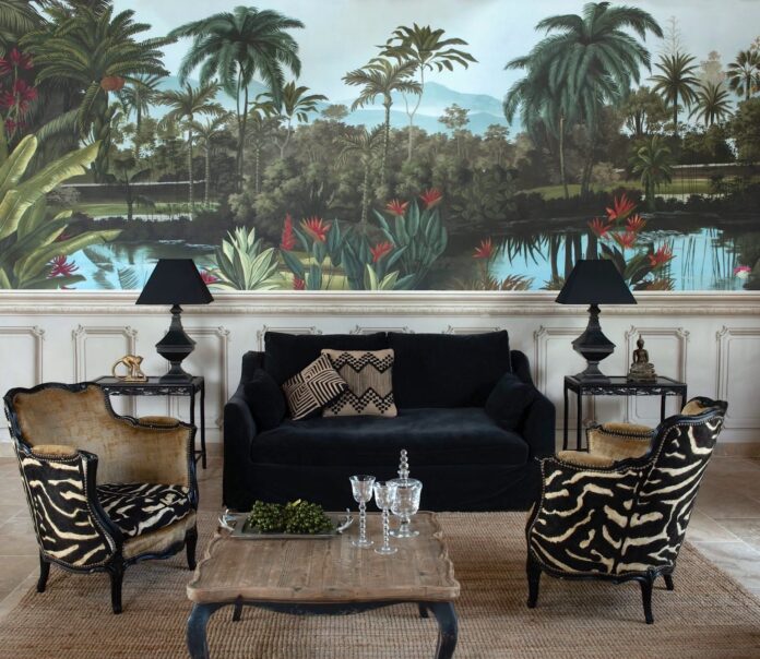 Jardin-balinais-couleur-ananbo exotic panoramic wall mural