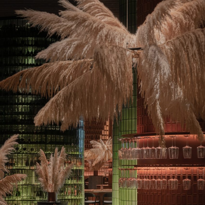 Pampas grass decoration in restaurant in Ukraine