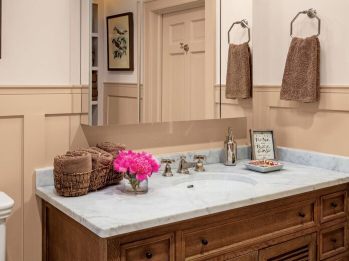 Sink vanity of a newly renovated bathroom