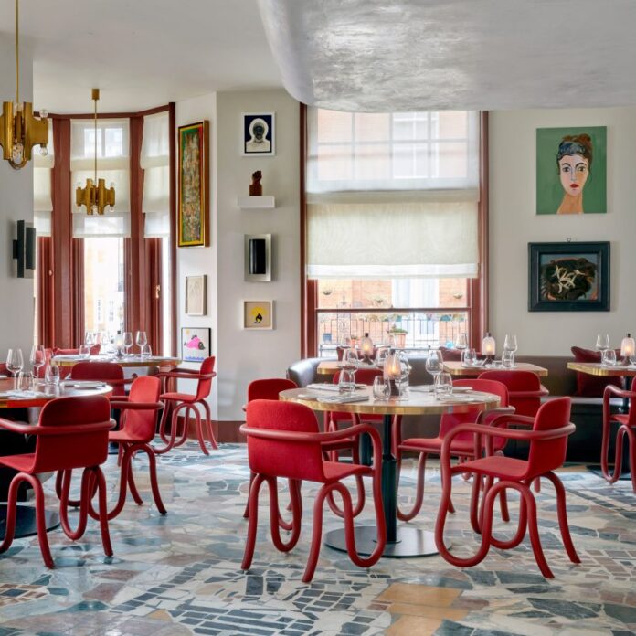 Interior of Mount Street restaurant in Mayfair, London, by Laplace in The Audley building