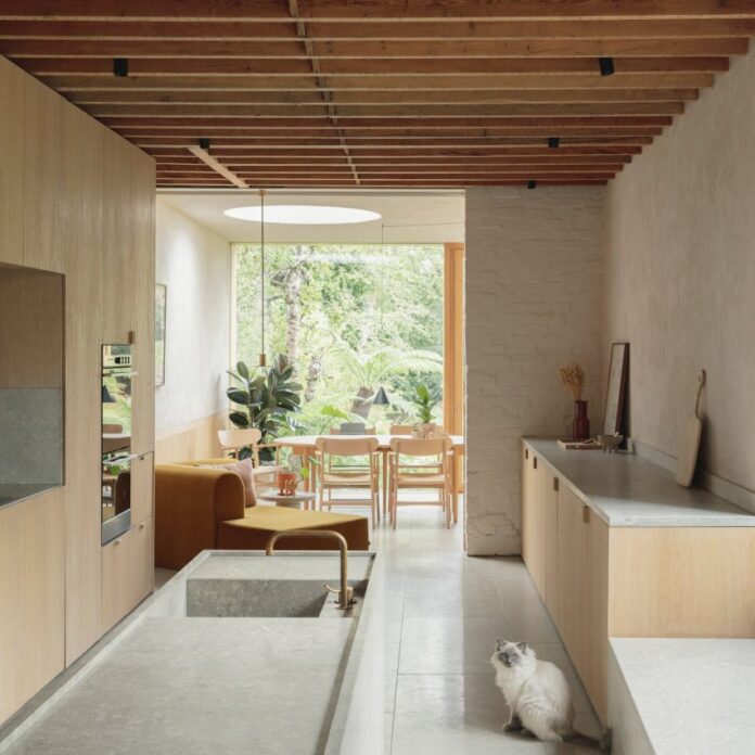 Kitchen inside Low Energy House designed by Architecture for London