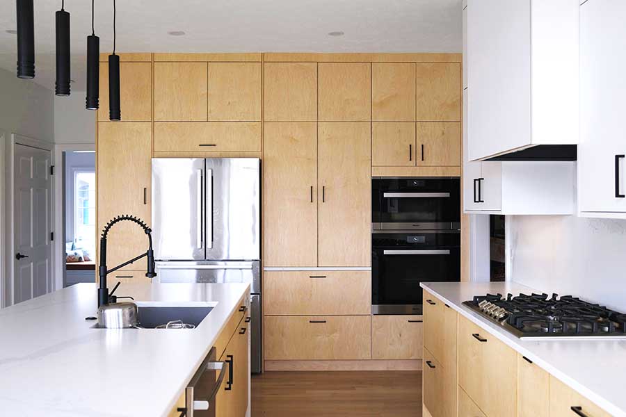 Wood-Toned Modern Kitchen Design with Custom IKEA Cabinets