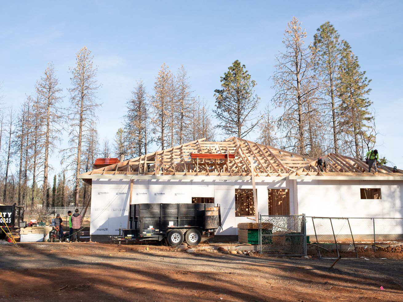 A house in Paradise, California being built.