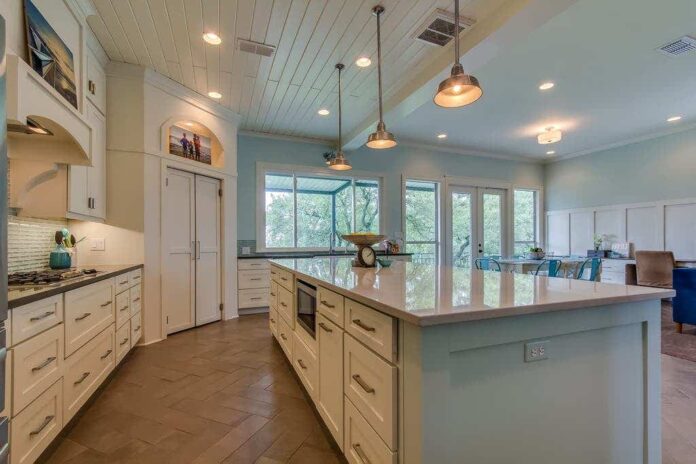 Industrial Rustic Kitchen with White Cabinets