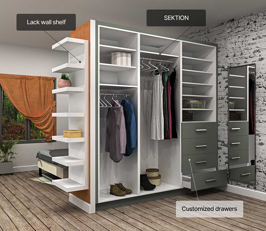 An IKEA Closet Designed as a Large Room Partition