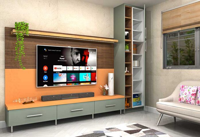 A Contemporary IKEA Media Center Designed with a Warm Color Palette