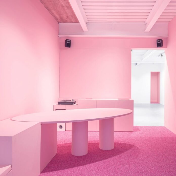 Superzoom gallery in Paris featuring all-pink interiors