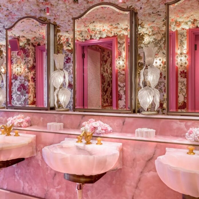 Pink bathroom inside Annabel's members club