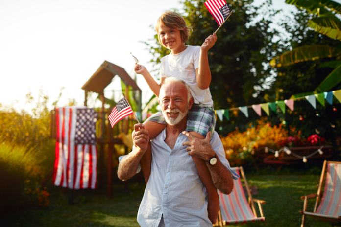 Festive Patriotic Lighting with Red, White, and Blue Colored Bulbs