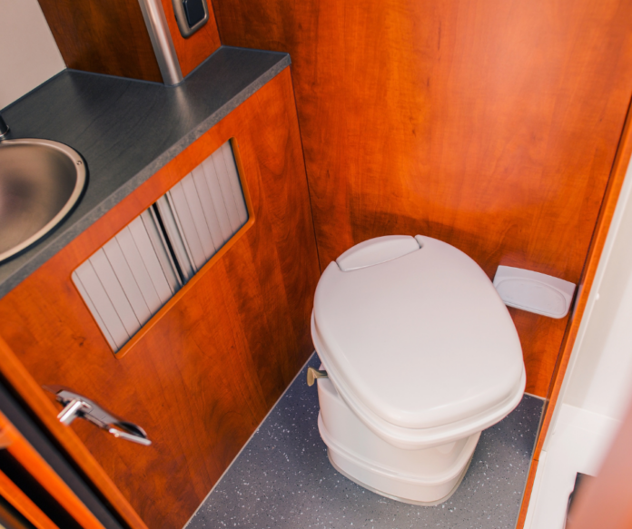 A RV toilet with bubbles coming out of it