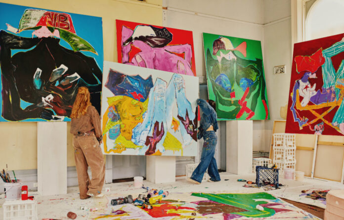 Meet Gelbell, The Best Friends Creating Colourful + Chaotic Abstract Paintings — Together!