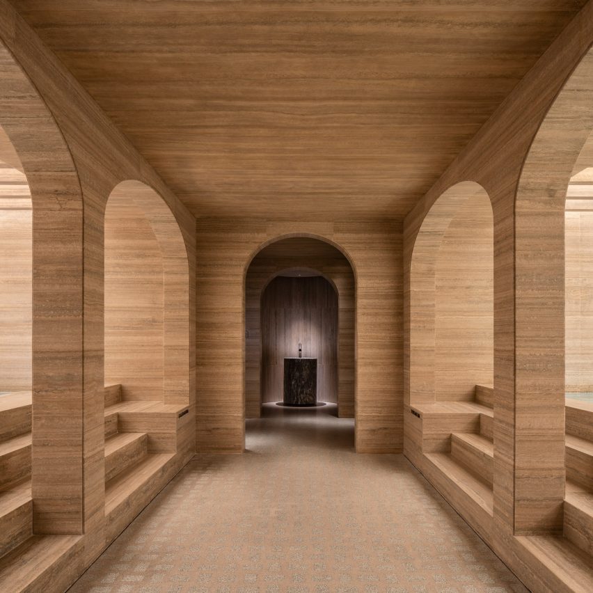 Bathhouse of Six Senses Rome hotel by Patricia Urquiola