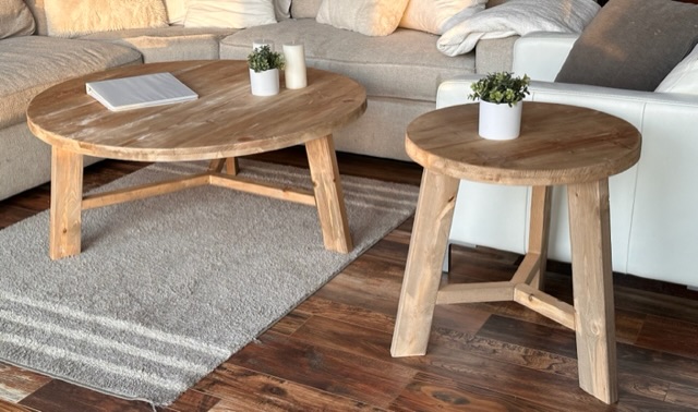 Rustic farmhouse coffee table and end table