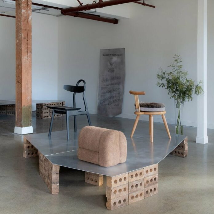 chairs and stools in room with plant