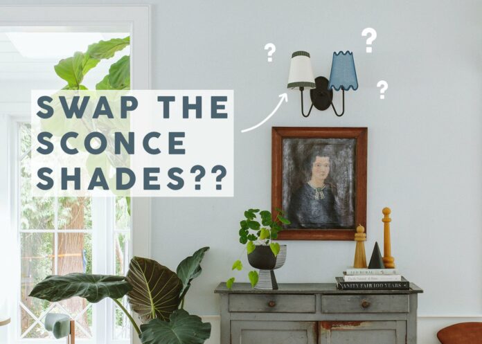 On Adding Quirk – The Case For Fun Sconce Shades In Our Farmhouse Living Room