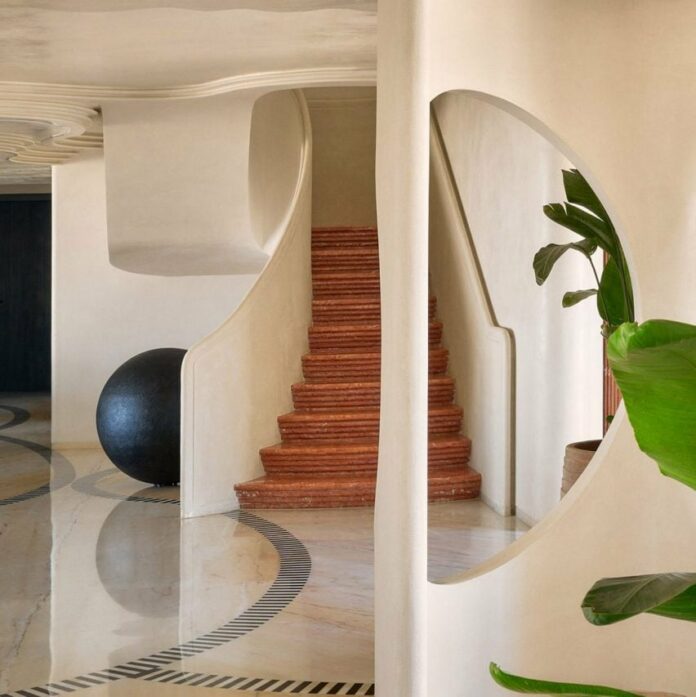 Sculptural staircase in Bangalore home